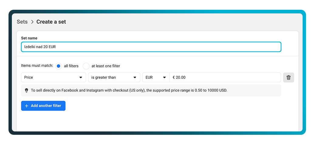 Filtering and segmentation in Meta catalog ads